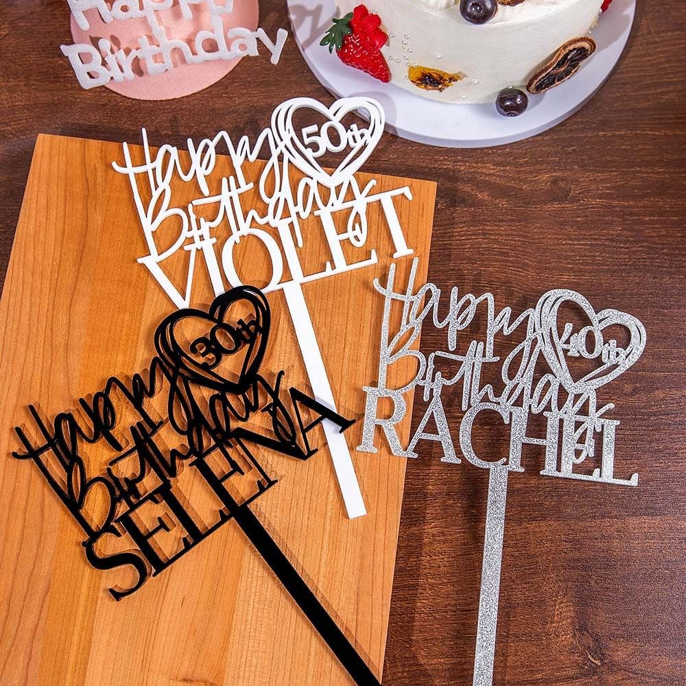 Pargleev Topper Per Torta Di Compleanno Glitterato: Scritta Happy Birthday Blu E Argento, Decorazione Preassemblata Per Torte