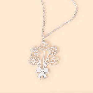 Personalizzato Dainty Bow Nascita Bouquet di fiori Collana Gioielli di famiglia Compleanno Anniversario Festa della Mamma Regalo per le donne