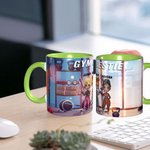 Personalized 1-3 Cartoon Fitness Girls Design 11oz Ceramic Mug with Name Gym Workout Birthday Gift for Sports Lovers