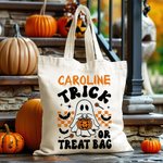 Personalisierte Geist Fledermaus Kürbis Leinwand Trick or Treat Halloween Süßigkeiten Tragetasche mit Namen Tote Bag Urlaub Party Geschenk für Kinder