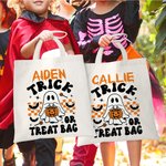 Personalisierte Geist Fledermaus Kürbis Leinwand Trick or Treat Halloween Süßigkeiten Tragetasche mit Namen Tote Bag Urlaub Party Geschenk für Kinder