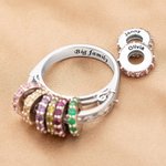 Personalized Engraved Family Birthstone Ring with 1-8 Rings Mother's Day Birthday Christmas Gift for Mom Grandma