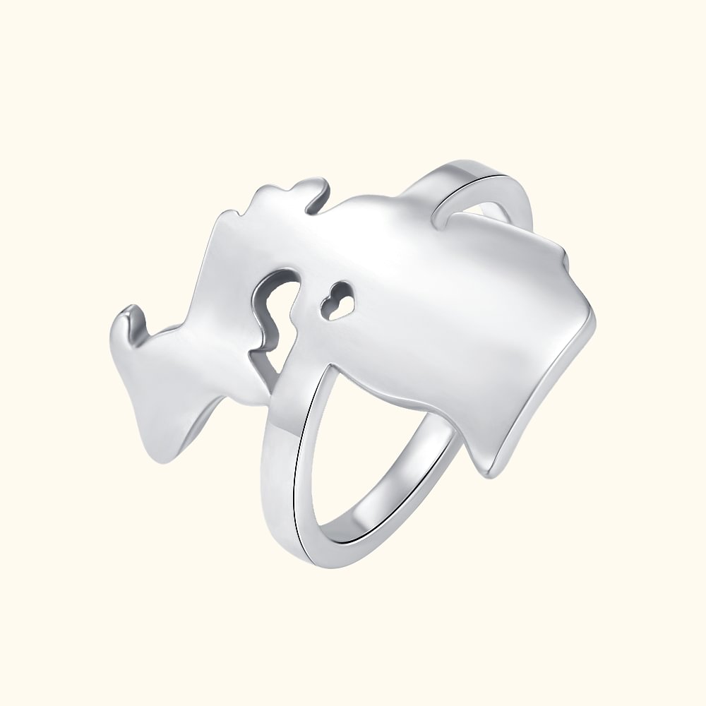 Bague personnalisée en argent sterling en forme d'Etat américain avec Love City Anniversary Wedding Gift for Women