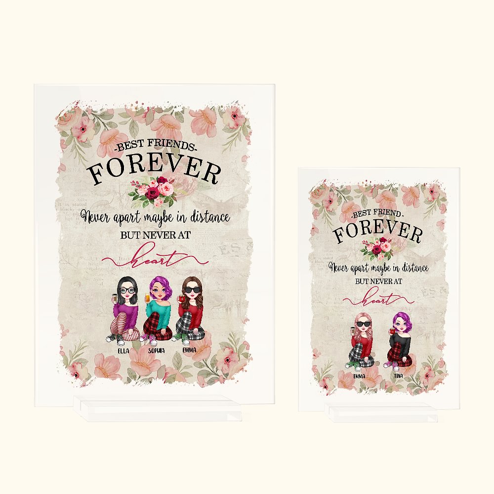 Personalizzato Best Friend Forever Vintage Rose Acrylic Plaque Desk Ornament Compleanno per il migliore amico