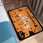 Personalized Multicolour Bat Pumpkin 2 - 10 Ghosts Design Non-Slip Doormat with Name and Text Halloween Home Decor Gift for Family