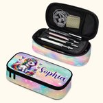 Personalised Rainbow Floral Fantasy Unicorn Large Pencil Case Pouch with Name Birthday Back to School Gift for Girls