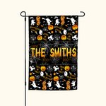 Drapeau de Jardin Personnalisé avec Nom Design Citrouille Décoration de Porche Cadeau d'Halloween pour la Famille Amoureux du Jardinage