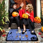 Personalized Multicolour Bat Pumpkin 2 - 10 Ghosts Design Non-Slip Doormat with Name and Text Halloween Home Decor Gift for Family