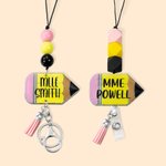 Porte-badge de Style Crayon Personnalisé avec Nom Cadeau Remerciement Rentrée pour Enseignants Infirmières Employés et Étudiants