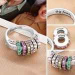 Personalized Engraved Family Birthstone Ring with 1-8 Rings Mother's Day Birthday Christmas Gift for Mom Grandma