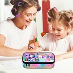 Personalised Rainbow Floral Fantasy Unicorn Large Pencil Case Pouch with Name Birthday Back to School Gift for Girls
