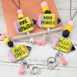 Porte-badge de Style Crayon Personnalisé avec Nom Cadeau Remerciement Rentrée pour Enseignants Infirmières Employés et Étudiants