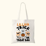 Personalisierte Geist Fledermaus Kürbis Leinwand Trick or Treat Halloween Süßigkeiten Tragetasche mit Namen Tote Bag Urlaub Party Geschenk für Kinder