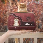 Personifierad tecknad katt Retro läder vattentät öppen bred sminkväska väska med namn resor Essentials födelsedagspresent för kvinnor husdjursälskare