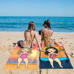 Personalized Oversized Quick Dry Microfiber Hawaiian Sunset Stripe Beach Towel with Name Summer Travel Essential Birthday Gift for Family Friend