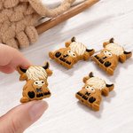 Personalized Highland Cow Silicone Knitting Needle Stoppers Point Protectors with Initial Set of 2 Birthday Gift for Knitting Crochet Lovers