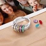 Personalized Engraved Family Birthstone Ring with 1-8 Rings Mother's Day Birthday Christmas Gift for Mom Grandma