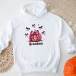 Personalized Pumpkins Coquette Bow Bats Unisex Kid Adult Hoodie with Name Halloween Thanksgiving Gift for Family