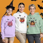Personalized Pumpkins Coquette Bow Bats Unisex Kid Adult Hoodie with Name Halloween Thanksgiving Gift for Family