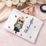 Gepersonaliseerde meerdere kleuren Cartoon karakter Geboorte Bloem Canvas Make-up tas met naam Reizen accessoires verjaardag Bruids Party Gift voor vr