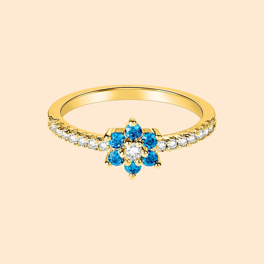 Bague personnalisée en forme de grappe de fleurs avec Zircon Bijoux Minimalistes Cadeau d'Anniversaire pour Femme