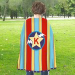 Personalized Rainbow Stripe Lightning Star Superhero Cape with Initial Cosplay Costume Halloween Masquerade Holiday Party Gift for Girls Boys