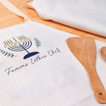 Personalized Hanukkah Menorah Waterproof Unisex Apron with Name Text Baking Hanukkah Gift for Jewish