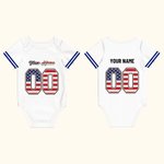 Personalized Multicolor National Flag Element Unisex Baby Bodysuit with Name and Number Birthday Cheer Accessories Gift for Baby Girl Boy