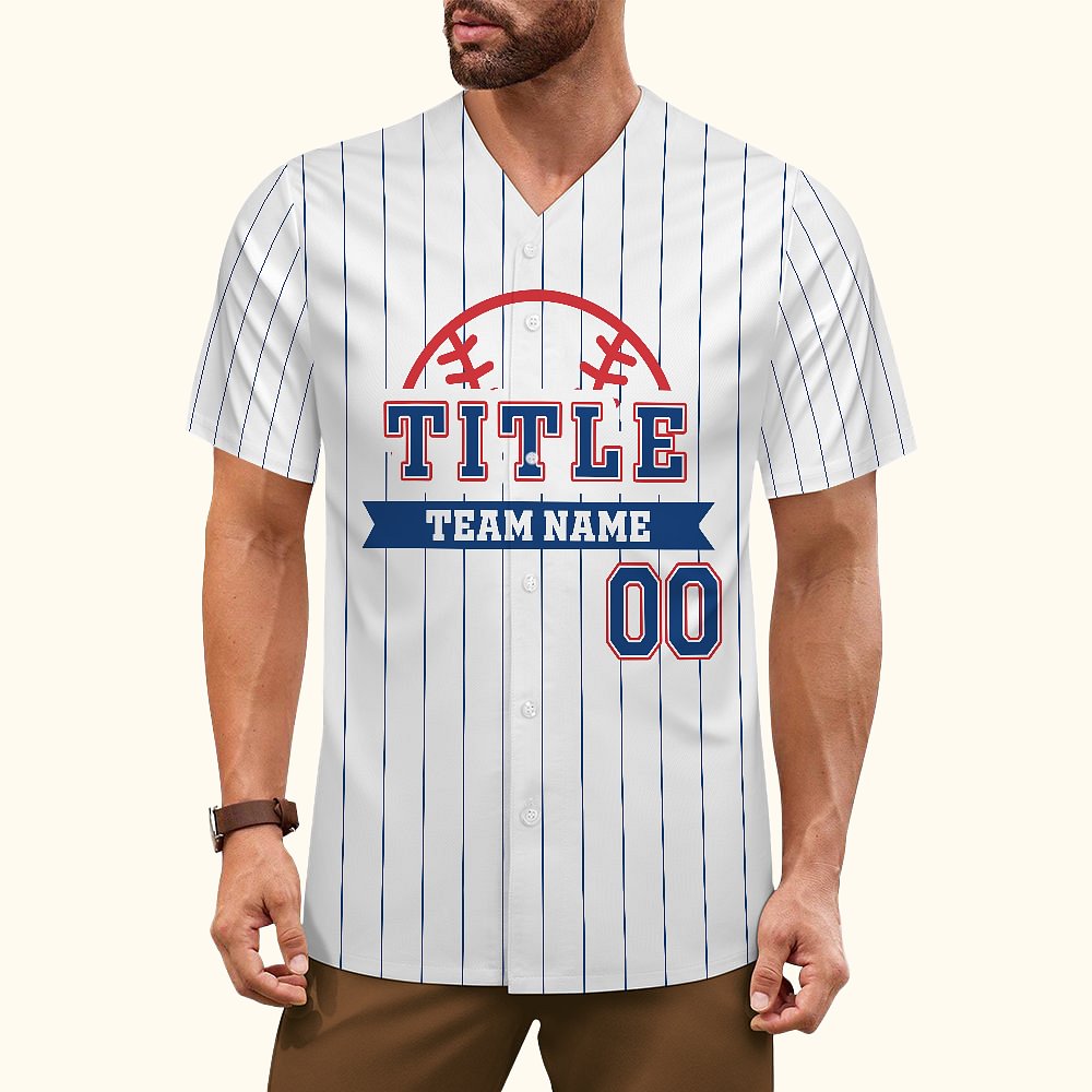 Maillot unisexe à rayures avec nom et numéro Anniversaire Accessoires de sport Cadeau pour les amoureux du baseball