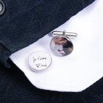 Boutons de Manchettes Personnalisés avec Texte et Photo Cadeau d'Anniversaire de Fête des Pères de Mariage pour Papa Grand-père