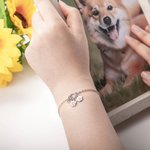 Personalized Dainty 1-5 Paw Print Charm Twisted Circle Bracelet with Initial Dog Cat Mom Jewellery Birthday Memorial Gift for Women