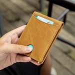 Personalized State to State Multi-compartment Leather Wallet Money Clip with Engraved Text Long Distance Birthday Anniversary Gift for Men