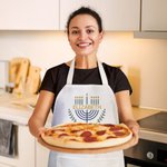 Personalized Hanukkah Menorah Waterproof Unisex Apron with Name Text Baking Hanukkah Gift for Jewish
