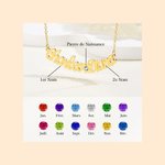 Collier Personnalisé avec Nom et Pierre de Naissance en Coeur Bijoux Minimalistes Cadeau Anniversaire  pour Elle