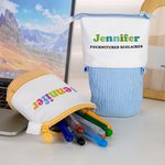 Trousse à Crayons en Toile Personnalisée avec Nom Coloré Cadeau de Rentrée Anniversaire pour les Enfants