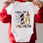 Personalized Cute Peter Rabbit Ghost Raccoon Halloween Elements 100% Cotton Baby Bodysuit with Name First Halloween Gift for Newborns