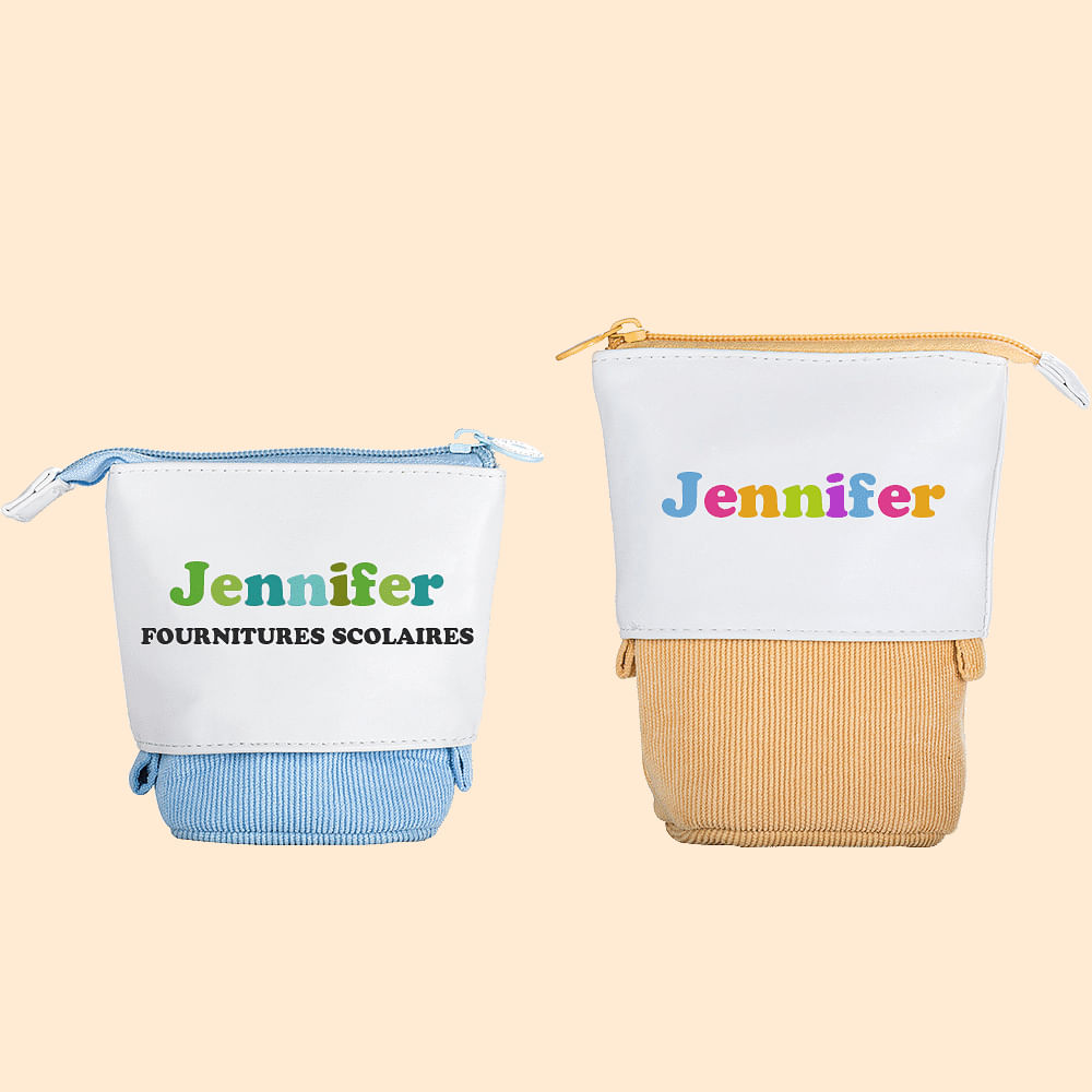 Trousse à Crayons en Toile Personnalisée avec Nom Coloré Cadeau de Rentrée Anniversaire pour les Enfants
