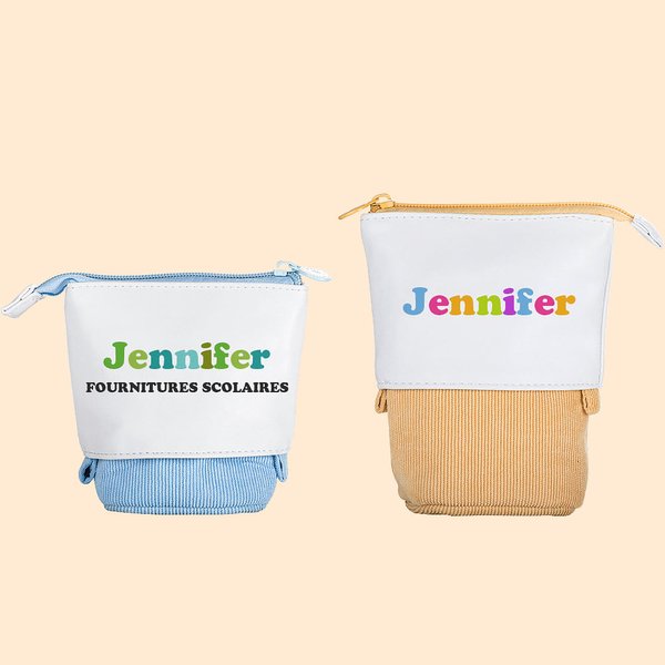 Trousse à Crayons en Toile Personnalisée avec Nom Coloré Cadeau de Rentrée Anniversaire pour les Enfants