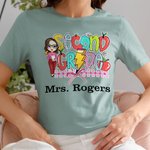 Personalised Cartoon Teacher T-shirt Sweatshirt Teacher Appreciation Gift for Women