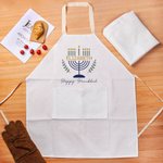Personalized Hanukkah Menorah Waterproof Unisex Apron with Name Text Baking Hanukkah Gift for Jewish