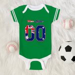 Personalized Multicolor National Flag Element Unisex Baby Bodysuit with Name and Number Birthday Cheer Accessories Gift for Baby Girl Boy