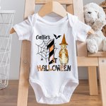 Personalized Cute Peter Rabbit Ghost Raccoon Halloween Elements 100% Cotton Baby Bodysuit with Name First Halloween Gift for Newborns