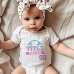 Personalized Multicolor Striped Baseball Element Baby Bodysuit Jersey with Name and Number Olympic Games Day Birthday Gift for Newborns