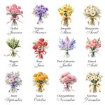 Trousse de Maquillage en Lin Personnalisée avec Bouquet de Fleur de Naissance Sac avec Bracelet Accessoire de Voyage Cadeau Fête Mariage pour Femme