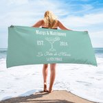 Serviette de Plage Personnalisée avec Texte et Année Thème Margs and Matrimony Linge Doux à Séchage Rapide Cadeau Fête Soirée Bachelorette pour Fille