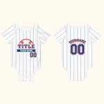 Personalized Multicolor Striped Baseball Element Baby Bodysuit Jersey with Name and Number Olympic Games Day Birthday Gift for Newborns