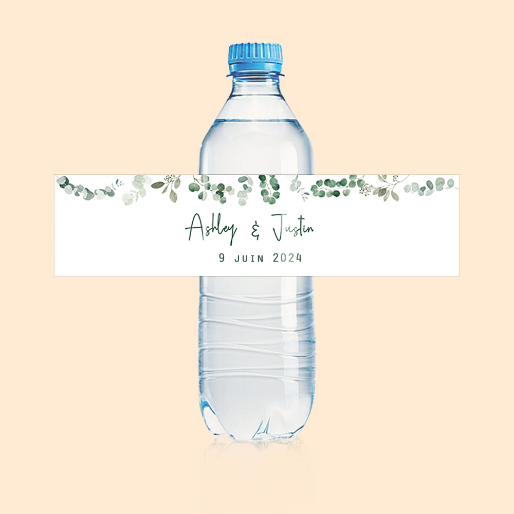 Lot de 30 Étiquettes de Bouteilles d'Eau Personnalisées avec Nom et Date Cadeau pour les Fiançailles Fête de Mariage Bridal Shower