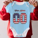 Personalized Multicolor National Flag Element Unisex Baby Bodysuit with Name and Number Birthday Cheer Accessories Gift for Baby Girl Boy