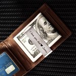 Personalized State to State Multi-compartment Leather Wallet Money Clip with Engraved Text Long Distance Birthday Anniversary Gift for Men