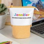 Trousse à Crayons en Toile Personnalisée avec Nom Coloré Cadeau de Rentrée Anniversaire pour les Enfants